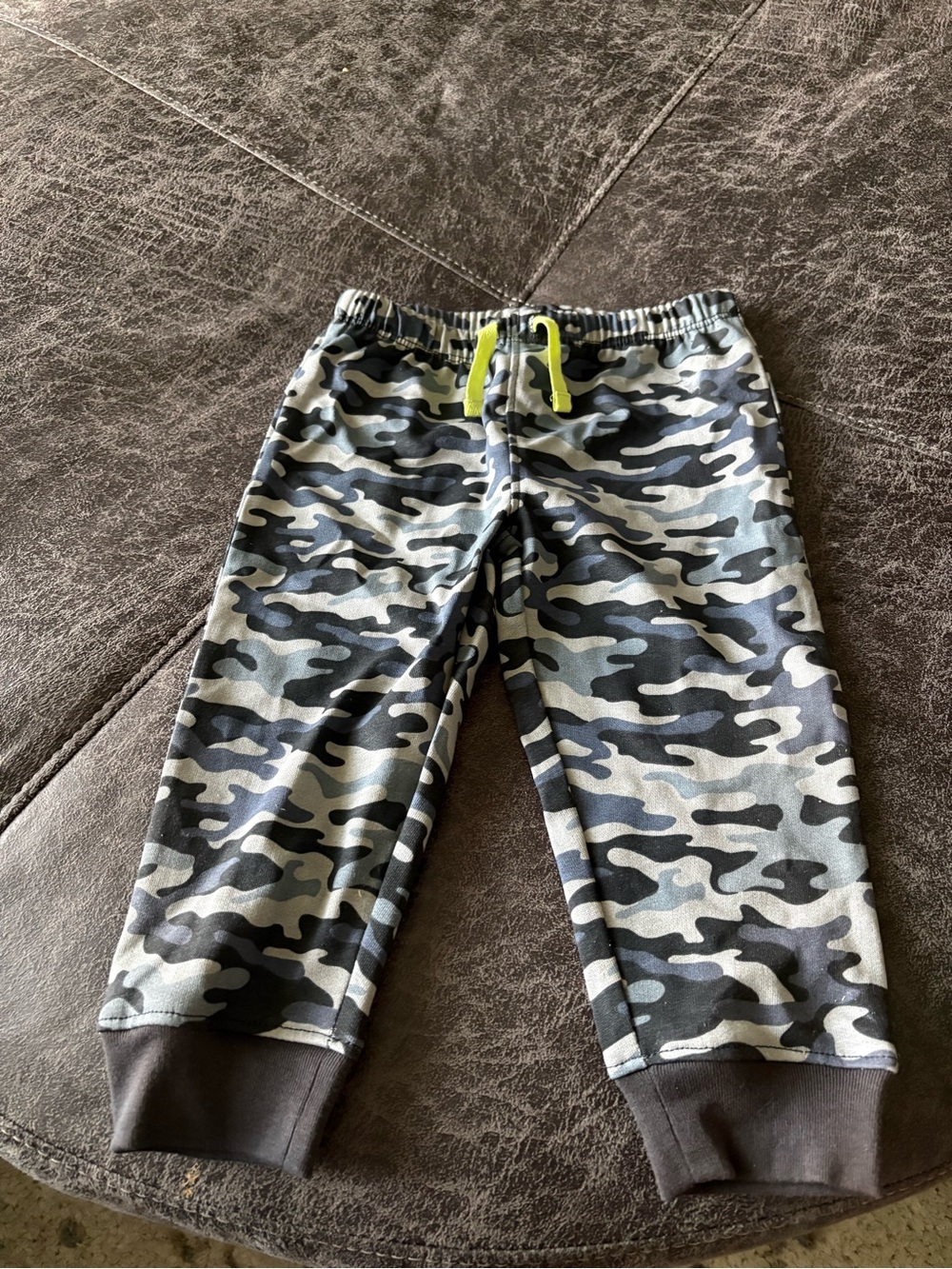 Carter's Gray & Black Camo Jogger Pants with Neon Yellow Drawstring
